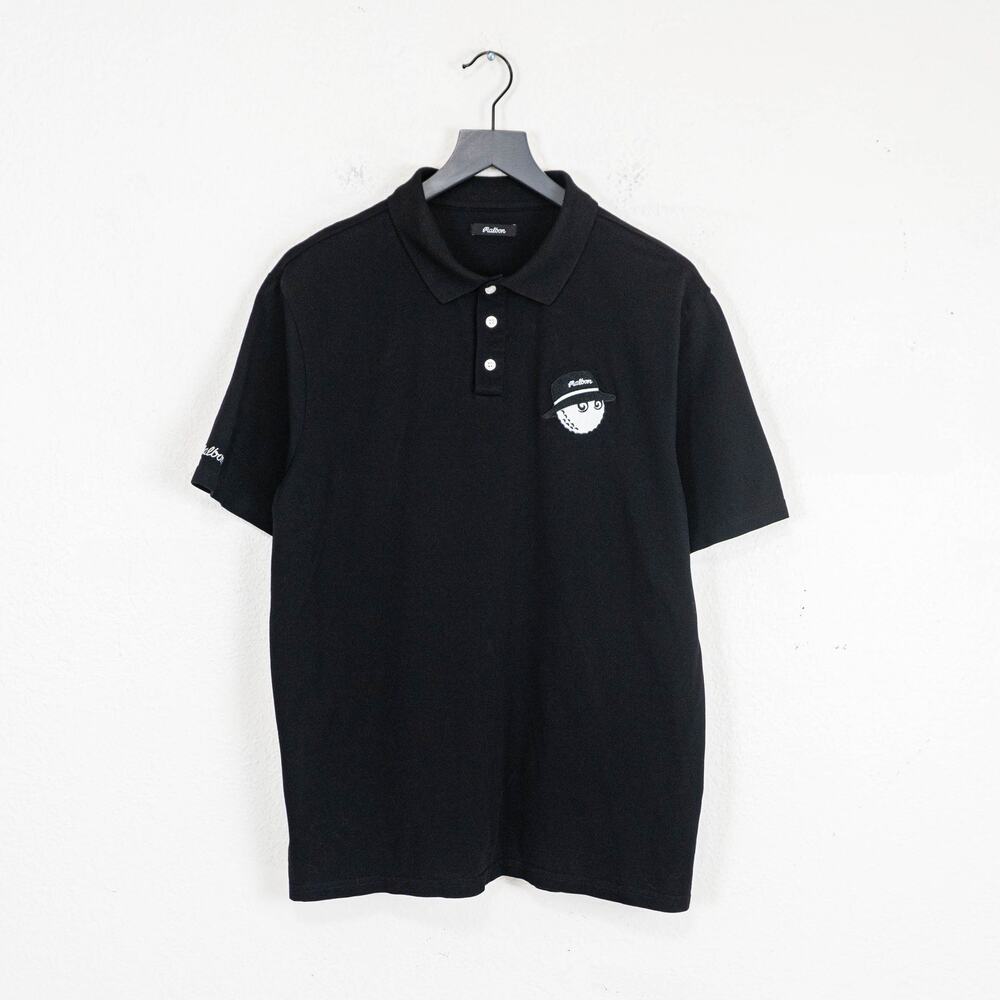 Malbon Men's Cooper Golf Polo shirt in Black Cotton Size Large